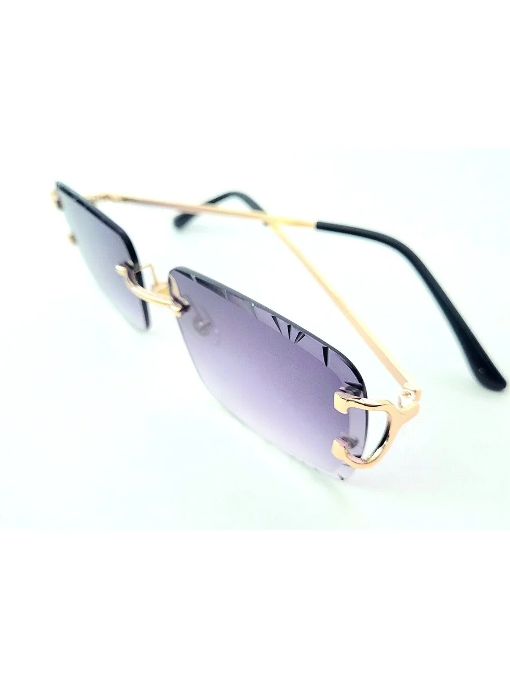 Piccadilly Gld Gray Gradient C Diamond Cut Designer Sunglass